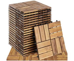 tectake® 20 Dalles clipsables exterieur 31x31 cm, Caillebotis exterieur Dalle Bois d'acacia, Surface couverte 1.922 m², Résistant intempéries, Revêtement de sol extérieur Terrasse Balcon Veranda Spa