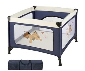TecTake 402205 Parc pour Bébé Lit de Bébé Parc avec Matelas et Sac de Transport, pliage, bleu