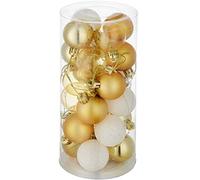 TecTake Lot de 24 boules de Noël blanches/dorées 1