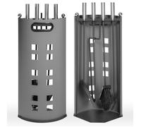 TECTAKE 5 Accessoires Outils de Cheminée Serviteur + 1 Balai 1 Pelle 1 Pince 1 Tisonnier en Acier - Gris