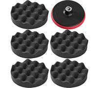 Bonnet et patin de polissage Tectake Lot de 5 éponges de polissage gaufrées et 1 disque de polissage Auto 150mm