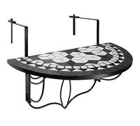 TecTake 800570 Table de Jardin Balcon Pliante en Mosaïque - Diverses Couleurs (Blanc Noir | No. 402767)