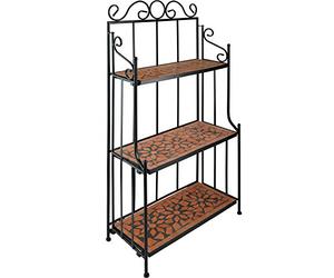 tectake 800572 - Étagère en Métal Mosaïque, 3 Planches en Mosaïque de Pierre, Cadre métallique galbé - diverses Couleurs au Choix (Terre | No. 402770)