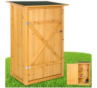 tectake® Abri de Jardin Bois Cabane de Jardin à Outils Toit Plat, Rangement et Stockage extérieurs pour Outils de Jardinage Armoire extérieure Abri de Stockage Remise Outil 75 x 56 x 118 cm