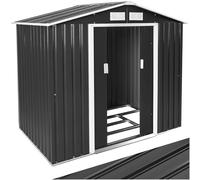 tectake® Abri de Jardin en métal Cabane de Jardin à Outils en Métal Toiture 2 pans avec Fondation, Rangement et Stockage extérieurs Moto, Vélo, Tondeuse, Brouette, Outils de Jardinage 214x130x185 cm