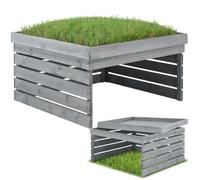 tectake® Abri garage pour Robot tondeuse sans fil périphérique en bois avec Toit végétal bac à plantes bac à fleurs, Rangement jardin pour tondeuse gazon, Résistant aux intempéries & UV