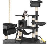 tectake® Arbre à Chat Griffoir pour Chat 141cm, Maison Chat Interieur Jeux Chat Appartement avec Grattoir Chat Rampe pour Chat Couchage Chat Hamac Chat Tunnel Chat Echelle Chat Lit pour Chat