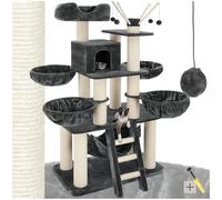 Tectake® Arbre à Chat en sisal 195cm - Griffoir, hamac, échelle, couchage et jeux pour intérieur