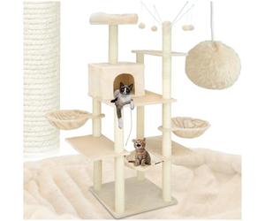 tectake® Arbre à Chat Griffoir pour Chat 165cm, Maison Chats Interieur Jeux Appartement avec Grattoir Couchage Hamac Lit pour Chats Panier