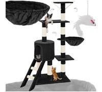 tectake® Arbre à Chat Griffoir pour Chats 144cm, Maison Chat Interieur avec Grattoir Rampe pour Chats Couchage Hamac Echelle Lit, Souris de Jeu