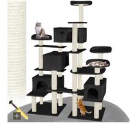 tectake® Arbre à Chat XXL Griffoir pour Chat 214 cm, 4X Maison pour Chat 4X Lit pour Chat Jeux Chat Appartement Accessoire Chat avec Couchage Chat Grattoir Chat Etagere Chat