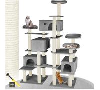 tectake® Arbre à Chat XXL Griffoir pour Chat 214 cm, 4X Maisons 4X Lits Jeux Appartement Accessoire Chats avec Couchage Chats Grattoir Chat Etagere