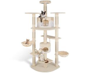 tectake® Arbre à Chat XXL Griffoir pour Chat en sisal H201 cm, Maison pour Chats Accessoire Chats avec Grattoir Niche Couchage Hamac Panier Lit