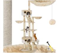tectake® Arbre à Chat XXL Griffoir pour Chats en sisal 243-260 cm, Maison Chat Interieur Jeux avec Grattoir Couchage Hamac Echelle Lit pour Chats Panier