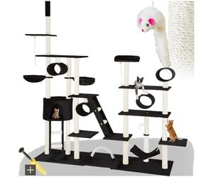 Tectake® Arbre à Chat XXL H261 cm - Griffoir en Sisal, Jeux, Accessoire, Grattoir, Tunnel, Niche, Couchage, Hamac, Panier, Lit pour Chat