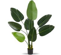 tectake® Arbre Artificiel Oiseau du Paradis, 120 cm, Design Réaliste | Détaillé et fidèle à la réalité, Grandes Feuilles en PEVA, Pot de Fleurs en Plastique stable, Plante d'intérieur, 25 x 120 cm