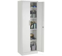 tectake® Armoire à dossiers 60x40x180.5 cm, Portes à Fermeture magnétique verrouillables, 4 étagères réglables, Armoire de Bureau en Acier thermolaqué, Meuble de Rangement Dossiers, Classeurs - Gris