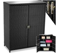 tectake® Armoire de Jardin Abri de Jardin en Résine tressée & Aluminium Inoxydable Solide, avec 2 Portes battantes, Remise pour Outils de Jardinage 3 étagères Accessoires de Piscine Jouets Enfants