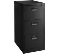 TecTake® Armoire de Rangement Meuble tiroir Metallique 3 Tiroirs pour Rangement Dossier, Caisson Bureau pour Dossiers Suspendus au Format DIN 4, Porte Document Bureau 62,4 x 46 x 102,8 cm - Noir