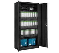 ARMOIRE DE BUREAU - TECTAKE - Armoire Métallique de Bureau de Rangement 4 Etagères Réglables à 2 Clés 90 cm x 40 cm x 180 cm - Noir