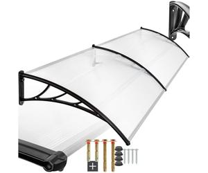 tectake® Auvent Marquise de Porte Exterieur en Polycarbonate Transparent et Indéformable Simple et Rapide à Installer Auvents Protection Pluie Porte d'entrée Maison Fenêtre Vitrine - 300 x 93 cm