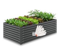tectake® Jardiniere 200 x 100 x 62 cm, Plate-bande surélevée en acier, Potager surélevé, 1 paire de gants jardinage incluse, Carre Potager 1200L, Lit de jardin Jardiniere exterieur, Bac a fleur Jardin