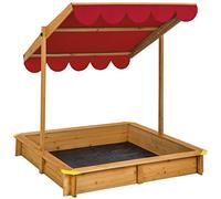 Tectake Bac à Sable en Bois pour Enfants Extérieur avec Couvercle Toit Réglable en Hauteur - Diverses Couleurs (Rouge)