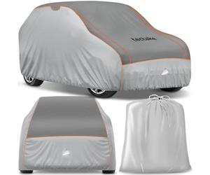 tectake® Bâche de Protection pour Voiture Extérieur Bâche imperméable, Respirant, Housse de Voiture Anti-grêle, Bandes réfléchissantes, Anti-UV Anti-poussière Anti-moisissure pour SUV - 520x185x145cm
