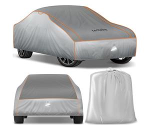 tectake® Bâche de protection pour Voiture Extérieur Bâche imperméable, Respirant, Housse de voiture Anti-grêle, Bandes réfléchissantes, Anti-UV, Anti-poussière, Anti-moisissure pour Petite voiture SUV