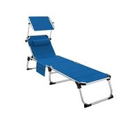TECTAKE Bain de soleil rembourré et pliable bleu