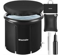 tectake® Bain nordique Ø 90 x 75 cm, Bain froid 440 Litres, Baignoire à glace Sac de transport et Coussin d’eau, Baignoire pliable adulte, Ice bath, Recuperation musculaire Cryothérapie, Sport maison