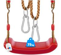 tectake® Balancoire Exterieur Balancelle de Jardin pour Aire de Jeux Exterieur Our intérieur pour Enfant et Adultes avec Corde balancoire et mousquetons & Surface antidérapante, Max. 75 kg