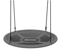 tectake® Balançoire Nid d'Oiseau, Ø 100 cm, Testée 300 kg, Hauteur réglable | Conforme à la Norme DIN EN 71-8, Intérieur & Extérieur, Assise en Textilène, Bordure rembourrée, Résistante aux intempéries