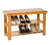 tectake® Banc chaussures entrée 70 x 28 x 45,5 cm en bambou, Meuble chaussure, Range chaussures, Banc Etagere chaussure à 2 niveaux, Banquette 100 kg max, Etagere rangement 35 kg max.