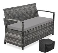 tectake® Banc de Jardin 2 Places en Polyrotin, Caisson de Rangement 160 l