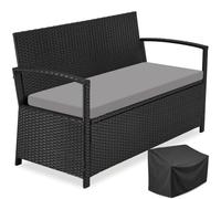 tectake® Banc de Jardin 2 Places en Polyrotin, Caisson de Rangement 160 l