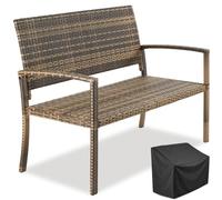 tectake® Banc de Jardin 2 Places, Tressage en Polyrotin, 125 x 62.5 x 90 cm
