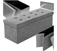 TecTake® Banc de Rangement Pliable Bout de lit 110x38x38cm Banc Entree Pouf Chambre Dressing Chambre Adulte Repose Pied Tabouret Coiffeuse Meuble Salon Maison Coffre a Jouet Meuble Rangement Enfant