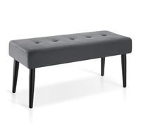 tectake® Banc rembourré 95 x 38 x 45 cm, Motif matelassé, Charge max. 220 kg, Banquette au montage rapide et facile d’entretien, Bout de lit, Meuble Salon Chambre Entrée Dressing - Aspect Velours Gris
