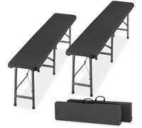 tectake® Bancs de Brasserie 180 cm Pliables, Lot de 2, Capacité 500 kg | Max. 8 personnes, Acier et Plastique robuste, Poignées caoutchoutées, Coins arrondis, Résistants aux intempéries, Anthracite