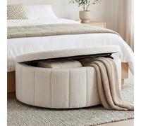 tectake® Banquette rembourrée 108 x 48 x 38,5 cm, Banc Coffre avec Grand Espace de Rangement, Capacité de Charge 150 kg, Banquette, Assise Confortable, Meuble Rangement Chambre, Salon - Bou rème