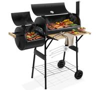 tectake® Barbecue au charbon de bois 2 en 1 fumoir, 110 x 60 x 116 cm