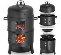 tectake® Barbecue Fumoir 3en1, Ø 41 cm, 2 Grilles réglables, Thermomètre