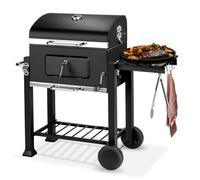 tectake® Barbecue Grill XL BBQ à Charbon Multifonction BBQ charbon avec Couvercle, Poignée en Acier Inox, Roues et Thermomètre intégré, Tablette, Grille de Rangement pour Cuisine exterieure Barbecue