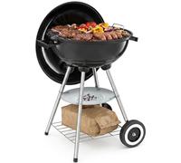 tectake® Barbecue rond Ø 41,5 cm, Grande grille de cuisson, Grille à charbon, Réglage de l'arrivée d'air, Bac de récupération amovible, Poignées latérales, 2 roues, Barbecue à charbon portable