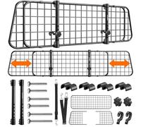tectake® Barriere de securite Universelle pour Transport Chien Voiture Grille de Protection Voiture portable, Largeur réglable 91,5 à 154 cm, 2 ceintures incluses, Cloture Chien Accessoires pour Chien