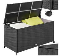 TECTAKE - Boîte de rangement Kuusamo - Coffre extérieur en Polyrotin, aluminium, roulettes - 117 x 54 x 64 cm - noir