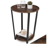 tectake® Bout de canapé Ø 50 x 62,5 cm, Table d'appoint Salon Ronde, Meuble Salon, Bureau, Chambre, Style Industriel, Table de Chevet, Petit Meuble de Rangement, Décoration Maison, Bois Foncé