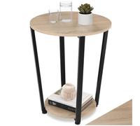 TecTake® Bout de canapé Ø 50 x 62,5 cm, Table d'appoint Salon Ronde, Meuble Salon, Bureau, Chambre, Style Industriel, Table de Chevet, Petit Meuble de Rangement, Décoration Maison, Bois Clair