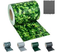 tectake® Brise-vue PVC, Rouleau 70 m x 19 cm, Opaque, Imprimé Recto-Verso | 450 g/m², Pour clôtures à barreaux simples et doubles, Résistant intempéries et UV, 30 Clips de Fixation inclus, Buis